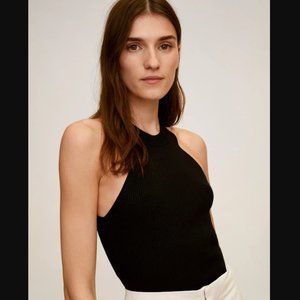 Mango Knit Halter Top, Black, Sz L